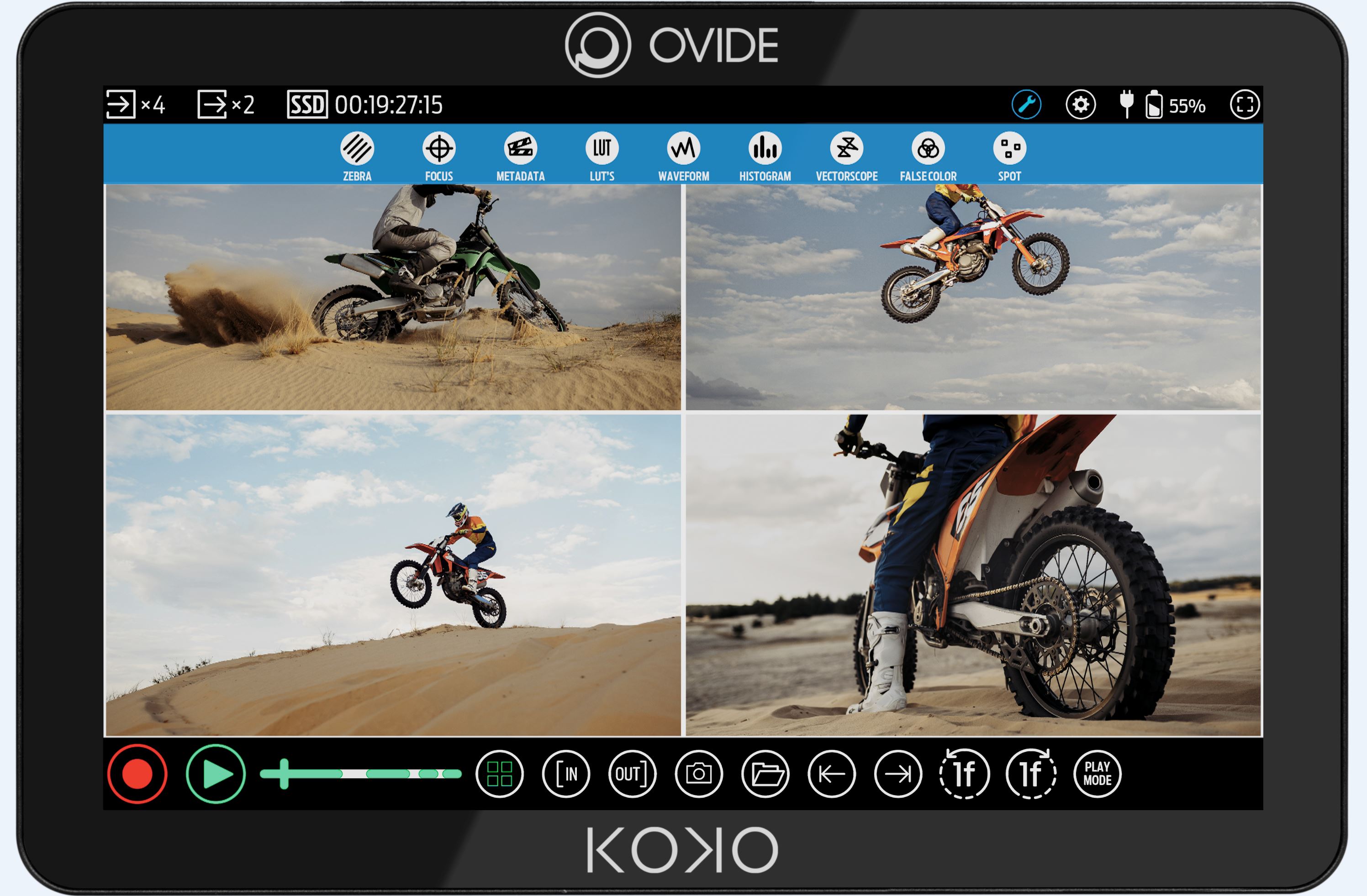 OVIDE Koko - 10" 4K or 4x HD Handheld Recording Monitor & Video Assist with V-Mount