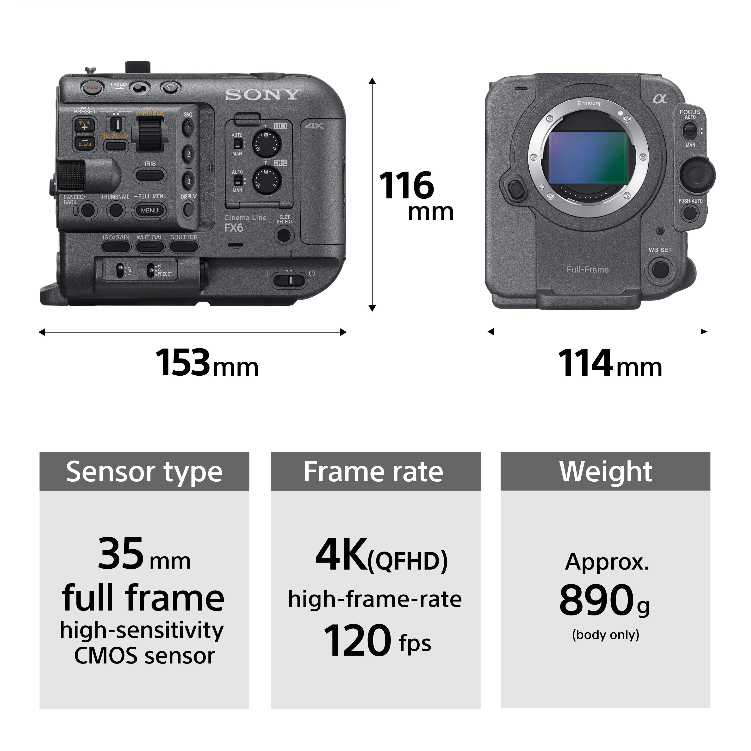 Sony FX6 Full Frame 4K up to 120p