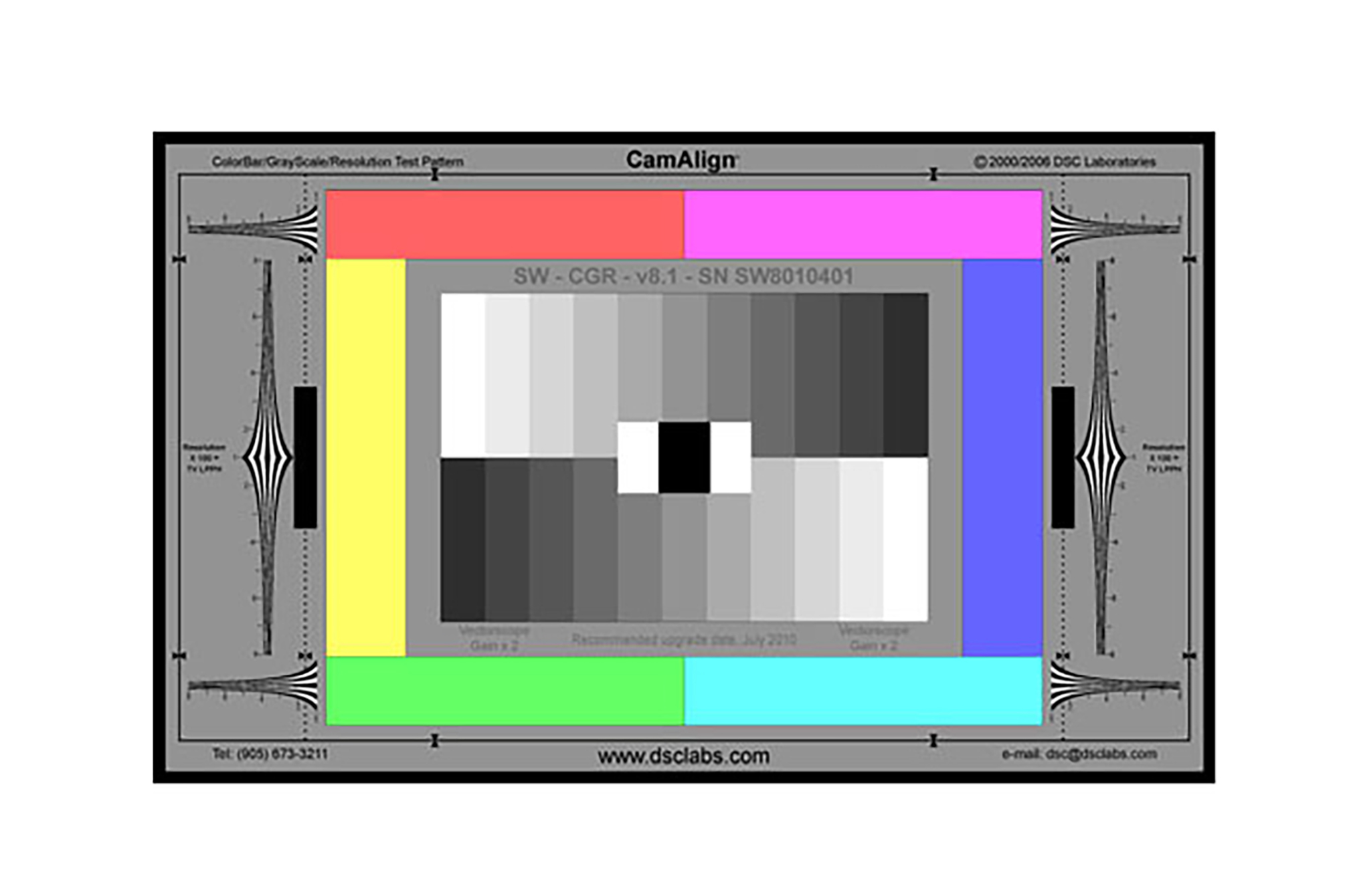 DSC Labs CamAlign Chip Chart ColorBar/GrayScale with Resolution